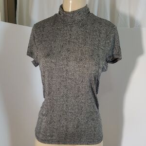 Lauren Ralph Lauren Turtleneck Top Women Petite Black and White Size M